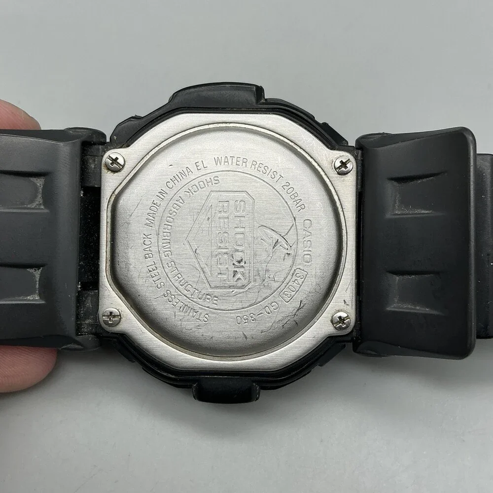 Casio G-Shock GD-350 Mens Watch 50mm Gray Digital Black Resin Alarm New Battery